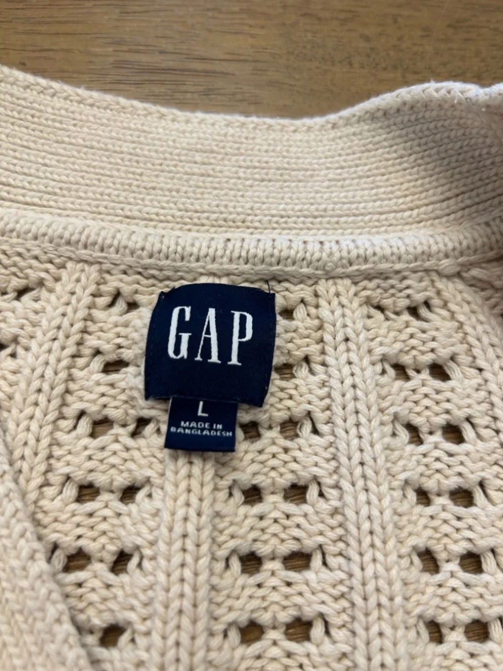 GAP Cream Open-Knit Button Front Cardigan